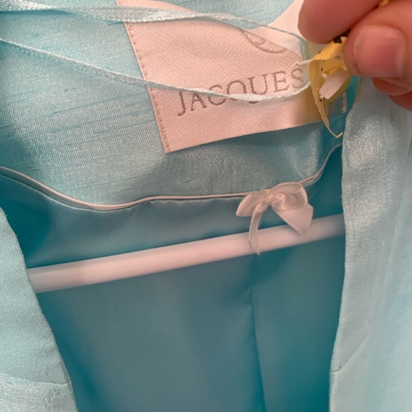 JACQUES VERT TEAL SATIN BLAZER 22” PTP - Picture 6 of 8